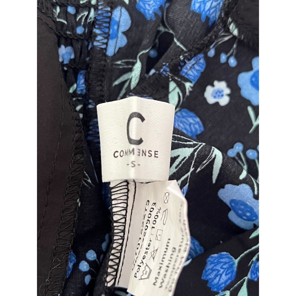 COMMENSE Short Sleeve Women's Top Size S Black/Navy Floral Print #784 - Picture 7 of 8